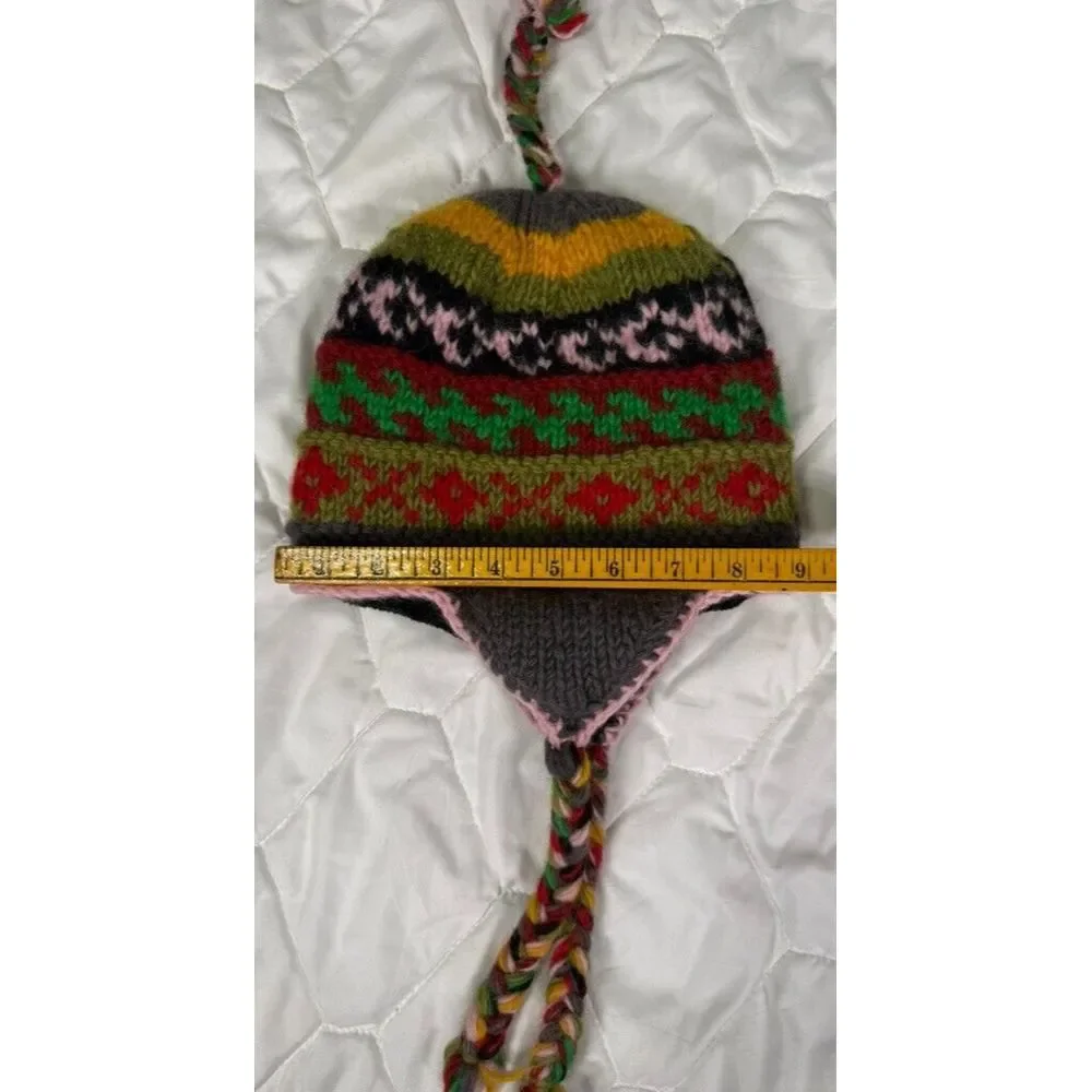 Beautiful Colorful Warm Sherpa Hat Made‎ in Nepal 100% Wool Top Tassel Unisex